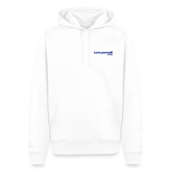 Love yourself - Statement Desing - Männer Premium Bio Hoodie - Weiß - Vorne - Nico (187cm)