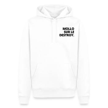 Modèle Mollo Sur Le Destroy Fun Motif - Sweat à capuche Premium bio Homme - blanc - Devant - Nico (187cm)