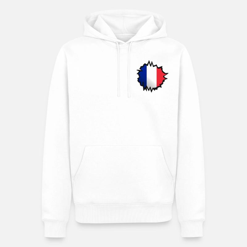 Français drapeau dans un trou - Sweat à capuche Premium bio Homme - blanc