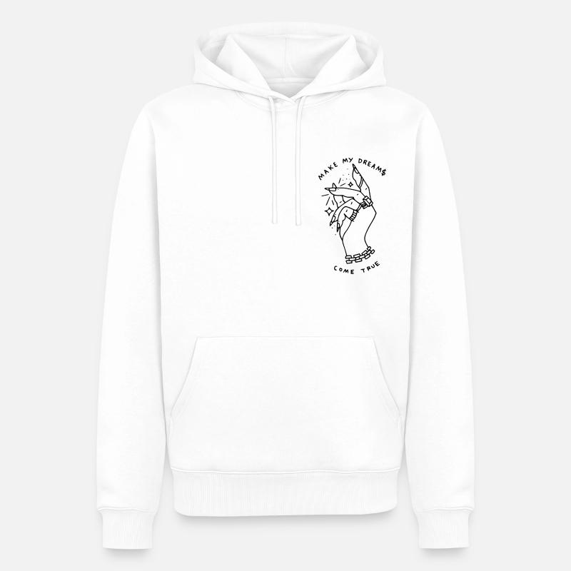 Idée de cadeau "Make My Dream Come Come True" - Sweat à capuche Premium bio Homme - blanc