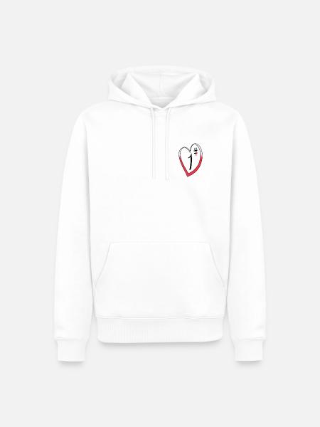 Herz - Männer Premium Bio Hoodie - Weiß