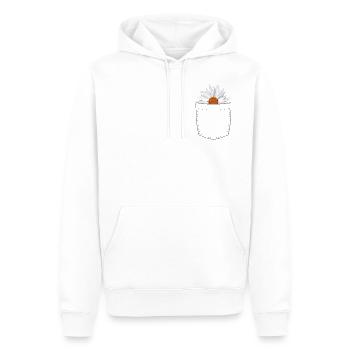 Brusttasche mit weißer Blume - Männer Premium Bio Hoodie - Weiß - Vorne - Nico (187cm)