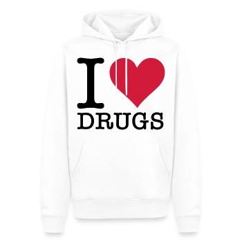 Ich liebe Drogen! - Männer Premium Bio Hoodie - Weiß - Vorne - Nico (187cm)