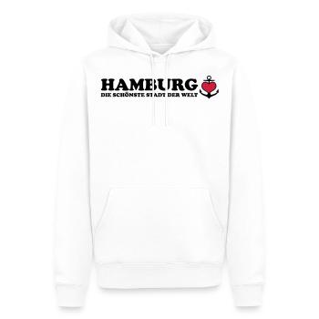 Hambourg La plus belle ville du monde 2c / ancre - Sweat à capuche Premium bio Homme - blanc - Devant - Nico (187cm)