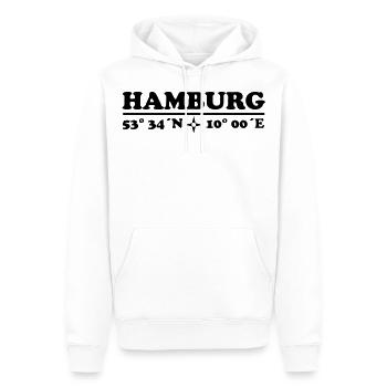 Hamburg coordinates 1c Longitude Latitude - Men’s Premium Organic Hoodie - white - Front - Nico (187cm)