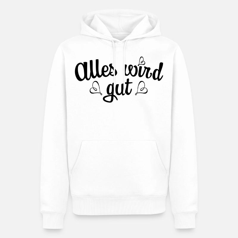 139 Alles wird gut Herzen - Männer Premium Bio Hoodie - Weiß