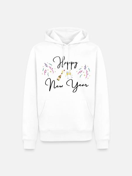 HAPPY NEW YEAR - Men’s Premium Organic Hoodie - white