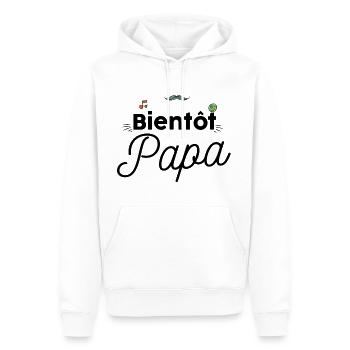 Bientot papa naissance - Sweat à capuche Premium bio Homme - blanc - Devant - Nico (187cm)