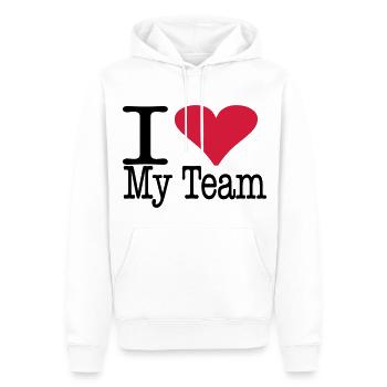ilovemyteam - Sweat à capuche Premium bio Homme - blanc - Devant - Nico (187cm)