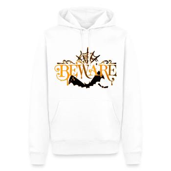 Halloween Beware Bat Bat Saying Fun Party - Men’s Premium Organic Hoodie - white - Front - Nico (187cm)