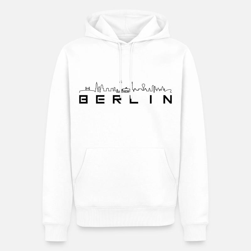 Skyline - Berlin Linie und Text - Männer Premium Bio Hoodie - Weiß