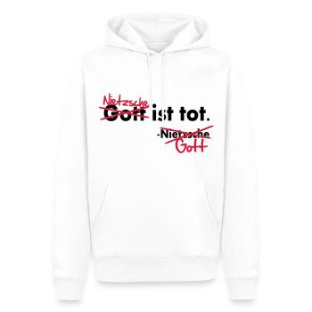 Gott ist tot / Nietzsche Witz Vektor - Männer Premium Bio Hoodie - Weiß - Vorne - Nico (187cm)