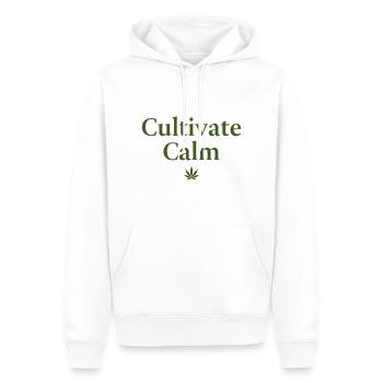 Cultivate Calm Hemp Cannabis Saying - Men’s Premium Organic Hoodie - white - Front - Nico (187cm)