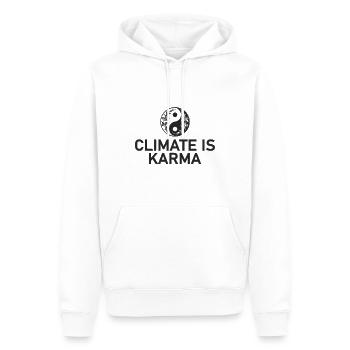 Climate is Karma Yin & Yang Natur- Umweltschutz - Männer Premium Bio Hoodie - Weiß - Vorne - Nico (187cm)