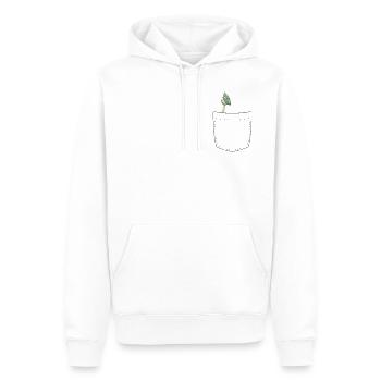 Poche poitrine avec brosse à rince-bouche - Sweat à capuche Premium bio Homme - blanc - Devant - Nico (187cm)