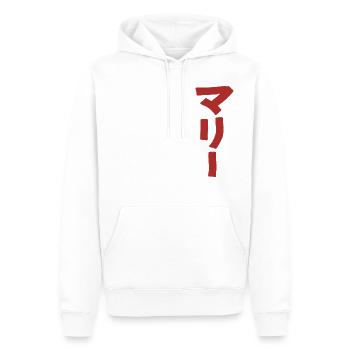 Marie (in Japanese) - Men’s Premium Organic Hoodie - white - Front - Nico (187cm)