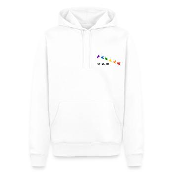 Free like a bird, in Regenbogenfarben - Männer Premium Bio Hoodie - Weiß - Vorne - Nico (187cm)