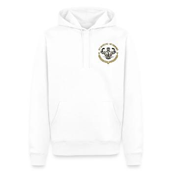 NOT MOTIVATED - BUT DISCIPLINED - Männer Premium Bio Hoodie - Weiß - Vorne - Nico (187cm)