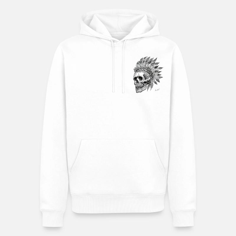 Indischer Schädel - Männer Premium Bio Hoodie - Weiß