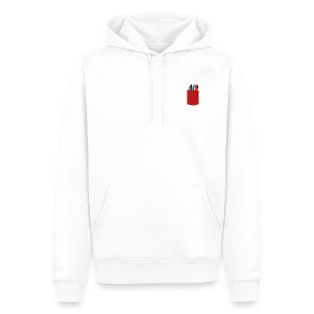 Stylos dans une poche - T-shirt de professeur ou t-shirt de docteur - Sweat à capuche Premium bio Homme - blanc - Devant - Nico (187cm)