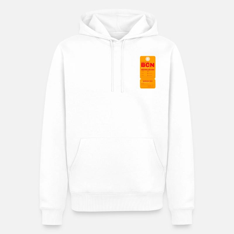 Barcelona - Flugticket - Männer Premium Bio Hoodie - Weiß