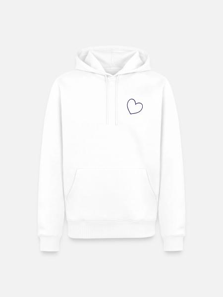Herz (Umriss, 1c) - Männer Premium Bio Hoodie - Weiß