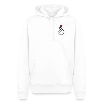 Miniheart Fingerherz - white - red heart - Männer Premium Bio Hoodie - Weiß - Vorne - Nico (187cm)