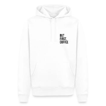 But first coffee - Männer Premium Bio Hoodie - Weiß - Vorne - Nico (187cm)