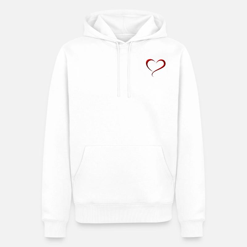 coeur rouge - Sweat à capuche Premium bio Homme - blanc