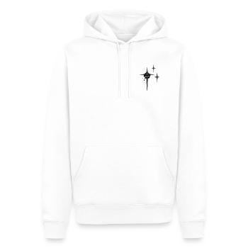 Cosmic Dagger Emblem with Starbursts - Men’s Premium Organic Hoodie - white - Front - Nico (187cm)
