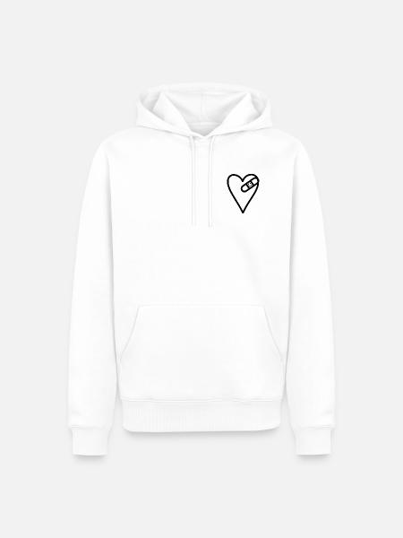 Geflicktes Herz - Männer Premium Bio Hoodie - Weiß