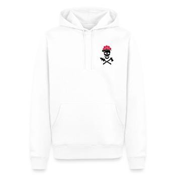 Schwarzwald Totenkopf Bollenhut Axt - Pure Heimat - Männer Premium Bio Hoodie - Weiß - Vorne - Nico (187cm)