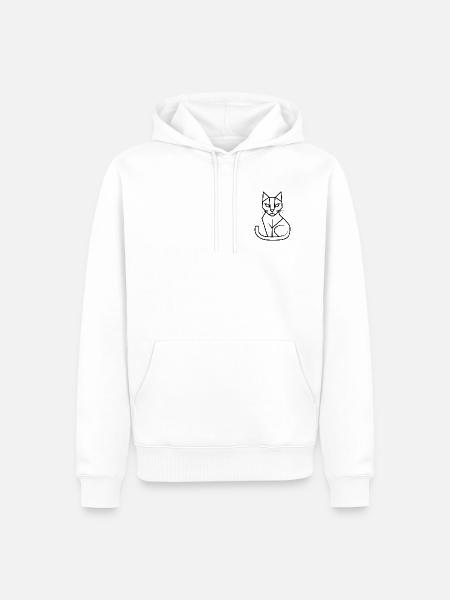 Katze geometrisch - Männer Premium Bio Hoodie - Weiß