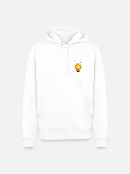 Maya L’Abeille Cœur Pré Coquelicot - Sweat à capuche Premium bio Homme - blanc