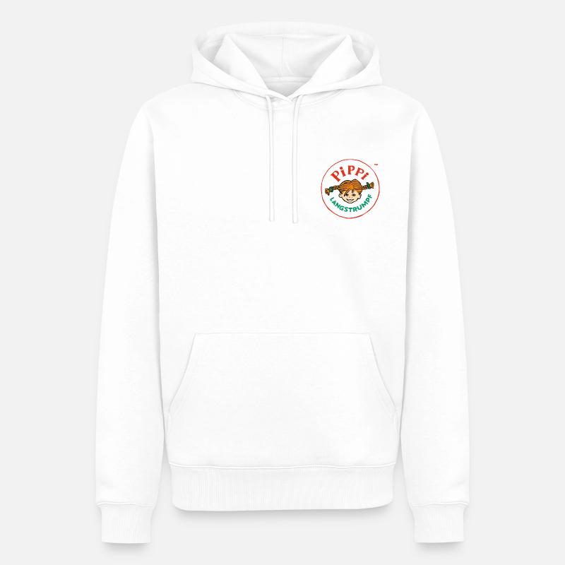 Pippi Langstrumpf Rundes Logo - Männer Premium Bio Hoodie - Weiß
