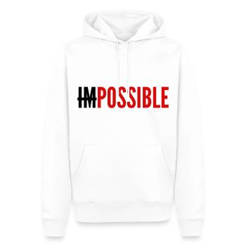 IMPOSSIBLE - POSSIBLE - Sweat à capuche Premium bio Homme - blanc - Devant - Nico (187cm)