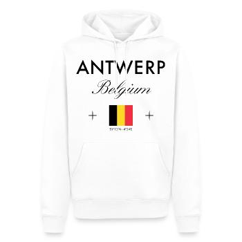 Antwerpen Belgien Koordinaten Reise Souvenir - Männer Premium Bio Hoodie - Weiß - Vorne - Nico (187cm)