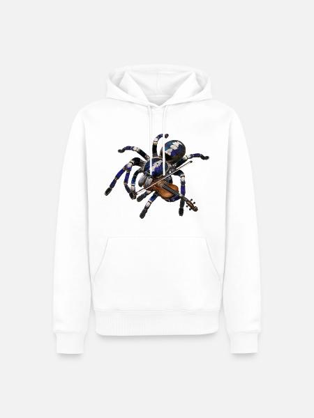 Vogelspinne mit Geige - Männer Premium Bio Hoodie - Weiß