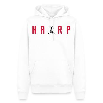 HAARP - THÉORIE DE CONSPIRATION DE MANIPULATION MÉTÉO - Sweat à capuche Premium bio Homme - blanc - Devant - Nico (187cm)
