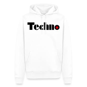 Techno - Techno music - Sweat à capuche Premium bio Homme - blanc - Devant - Nico (187cm)