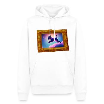 Flying Synthwave Space Puppy - Sweat à capuche Premium bio Homme - blanc - Devant - Nico (187cm)