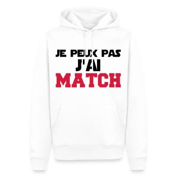 je peux pas j'ai match - Sweat à capuche Premium bio Homme - blanc - Devant - Nico (187cm)