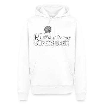 Stricken ist mein Super Power - Männer Premium Bio Hoodie - Weiß - Vorne - Nico (187cm)