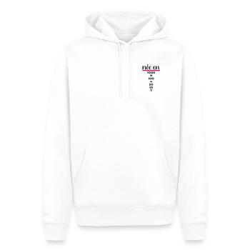 Chiffres Français 1997 Anniversaire - Sweat à capuche Premium bio Homme - blanc - Devant - Nico (187cm)