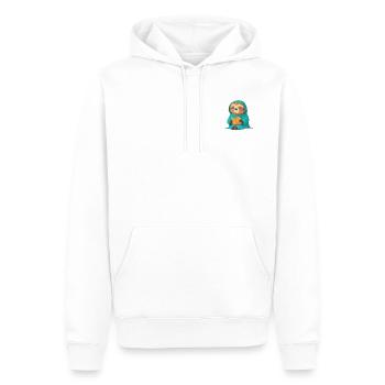 Faultier im Bademantel mit Buch - Männer Premium Bio Hoodie - Weiß - Vorne - Nico (187cm)
