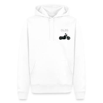 DLZG - Die Linke zum Gruss Motorrad - Männer Premium Bio Hoodie - Weiß - Vorne - Nico (187cm)