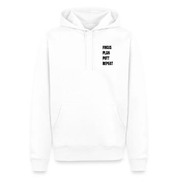 Golf Focus Plan Putt Repeat - Männer Premium Bio Hoodie - Weiß - Vorne - Nico (187cm)