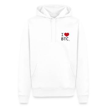 I love Bitcoin - Sweat à capuche Premium bio Homme - blanc - Devant - Nico (187cm)