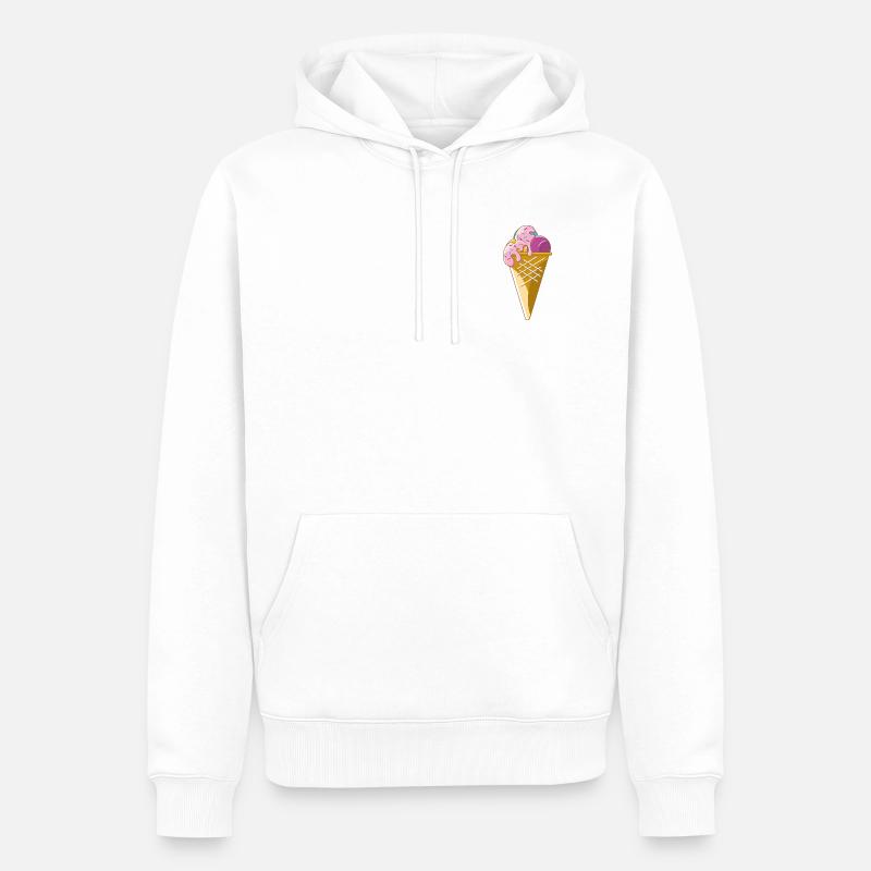 Eiscreme in der Waffel - Männer Premium Bio Hoodie - Weiß