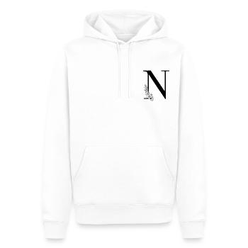 Buchstabe N - Männer Premium Bio Hoodie - Weiß - Vorne - Nico (187cm)